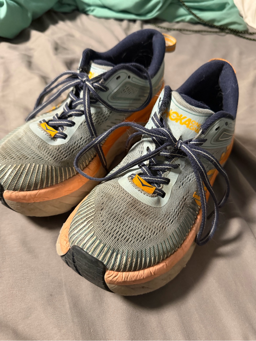 Hoka One One Navy & Peach Women's Running Sneakers
